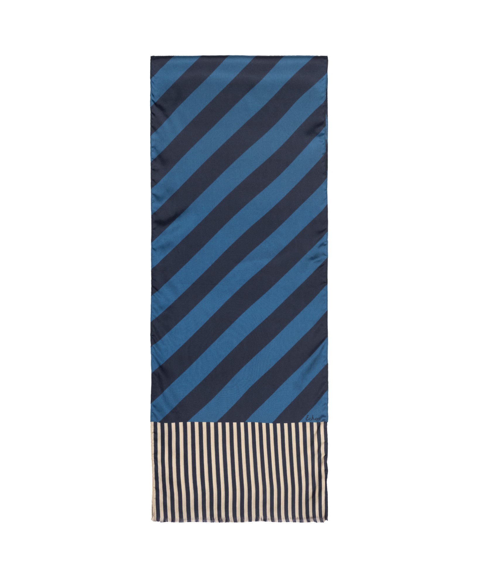 Blue Stripey Silk Oblong