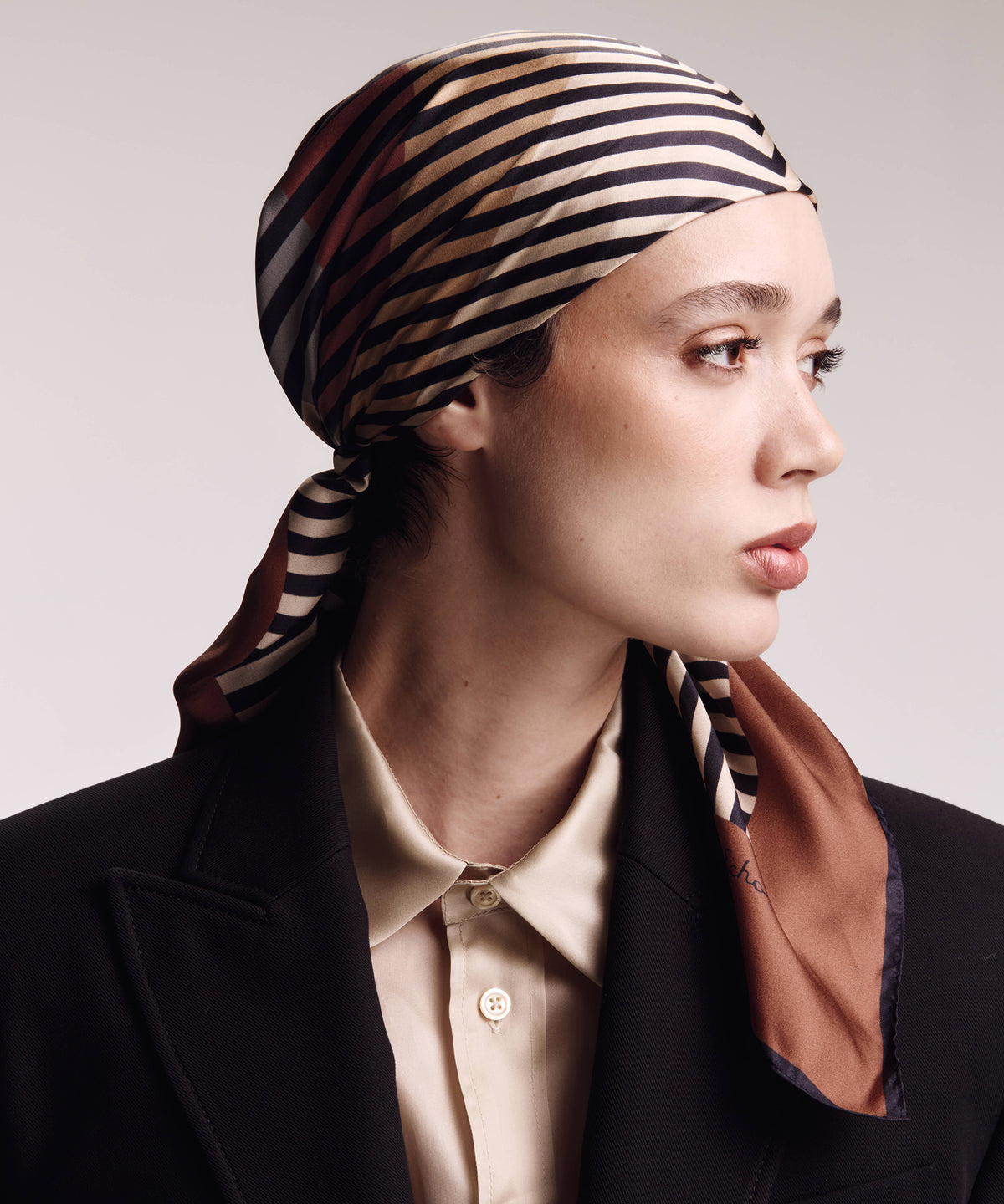 Concentric Stripes Silk Square in brown