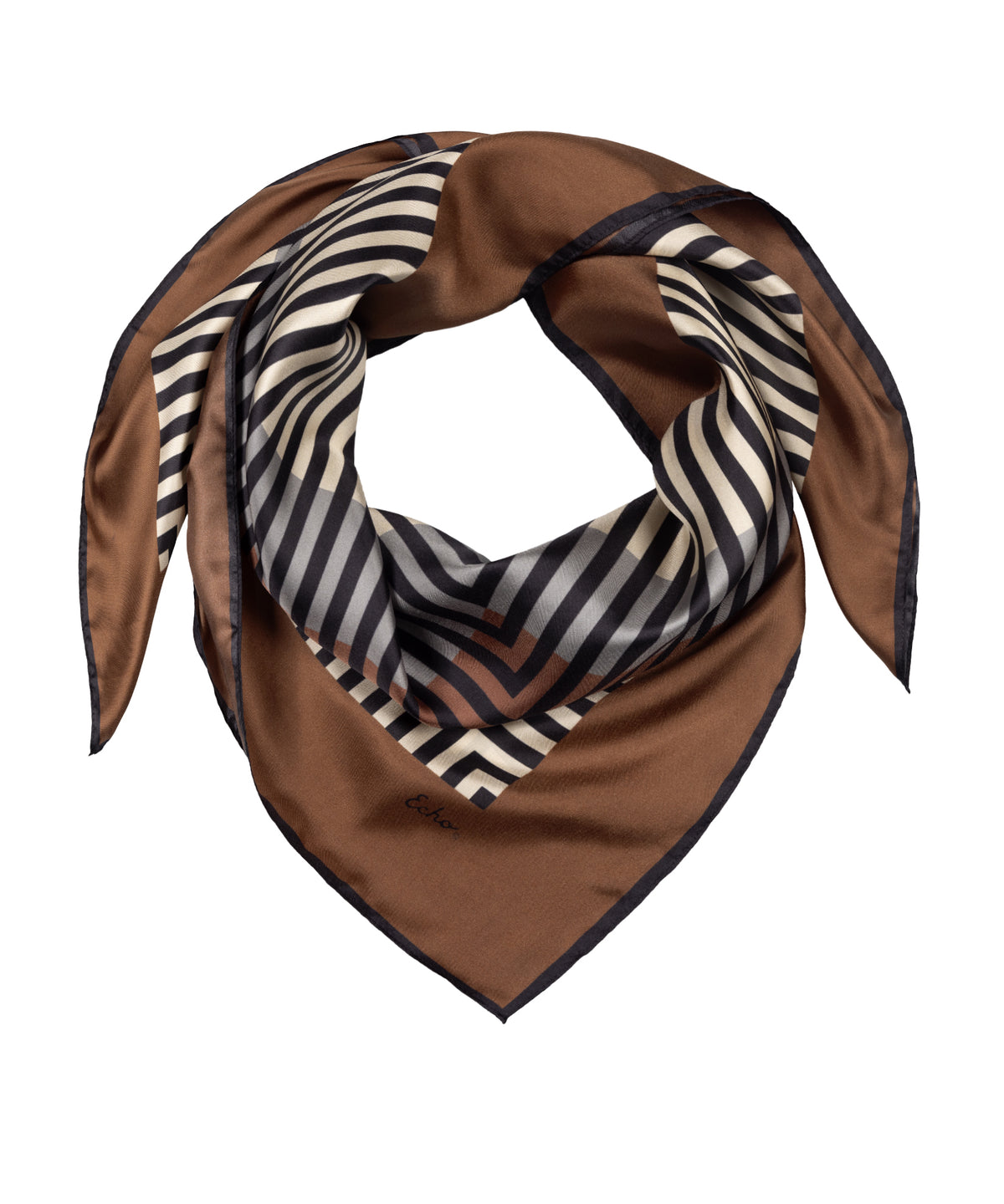 Concentric Stripes Silk Square in brown