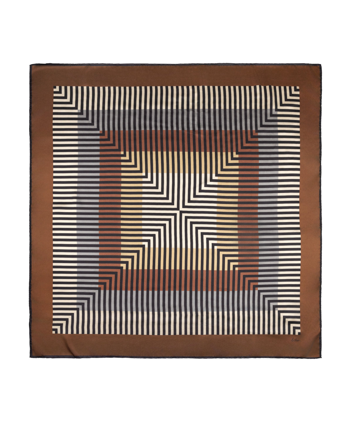 Concentric Stripes Silk Square in brown