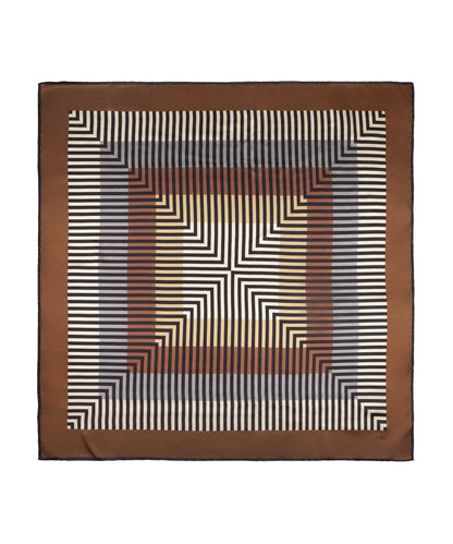 Concentric Stripes Silk Square in brown