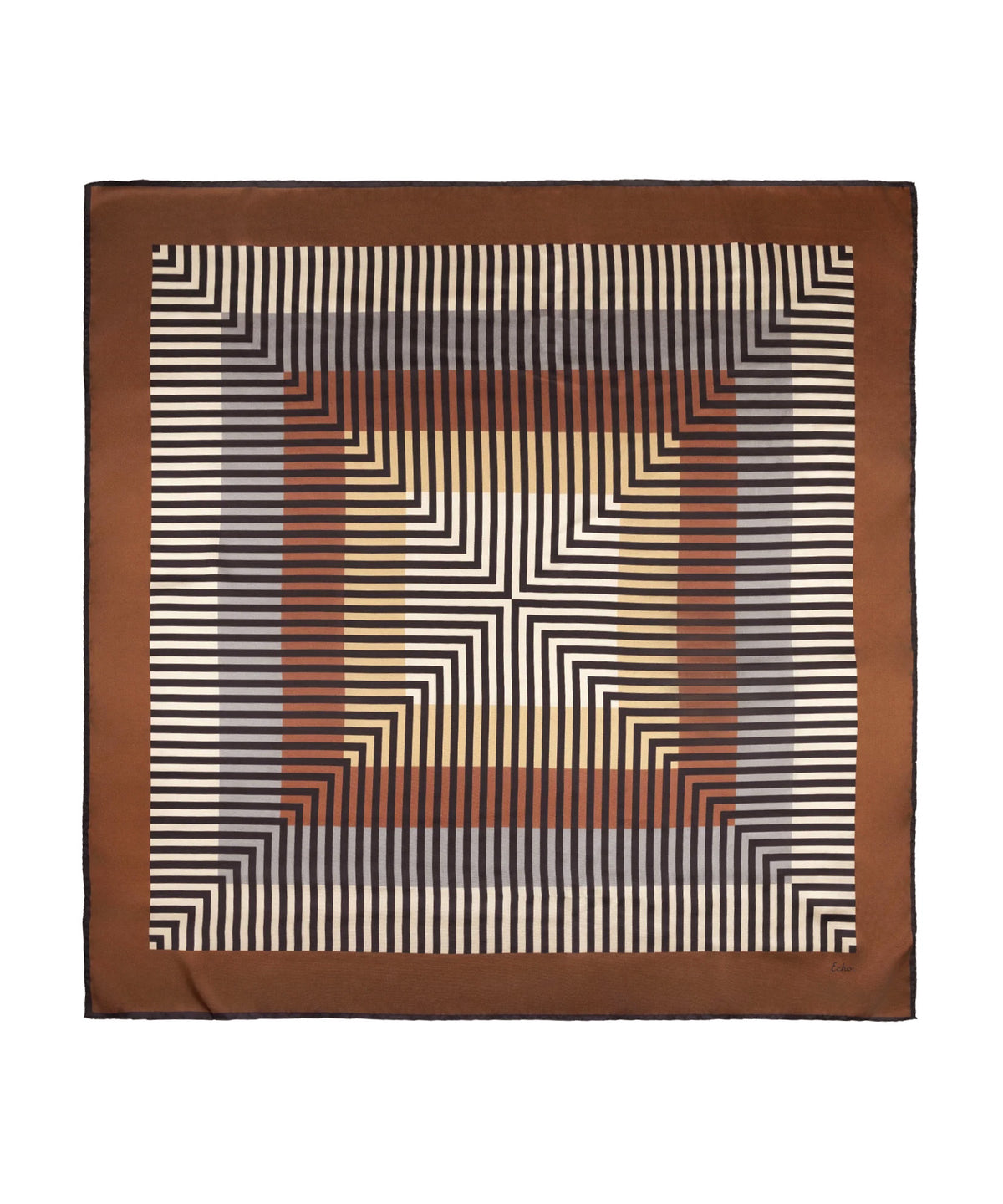 Concentric Stripes Silk Square in brown