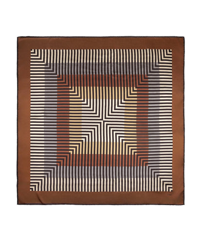 Concentric Stripes Silk Square in brown