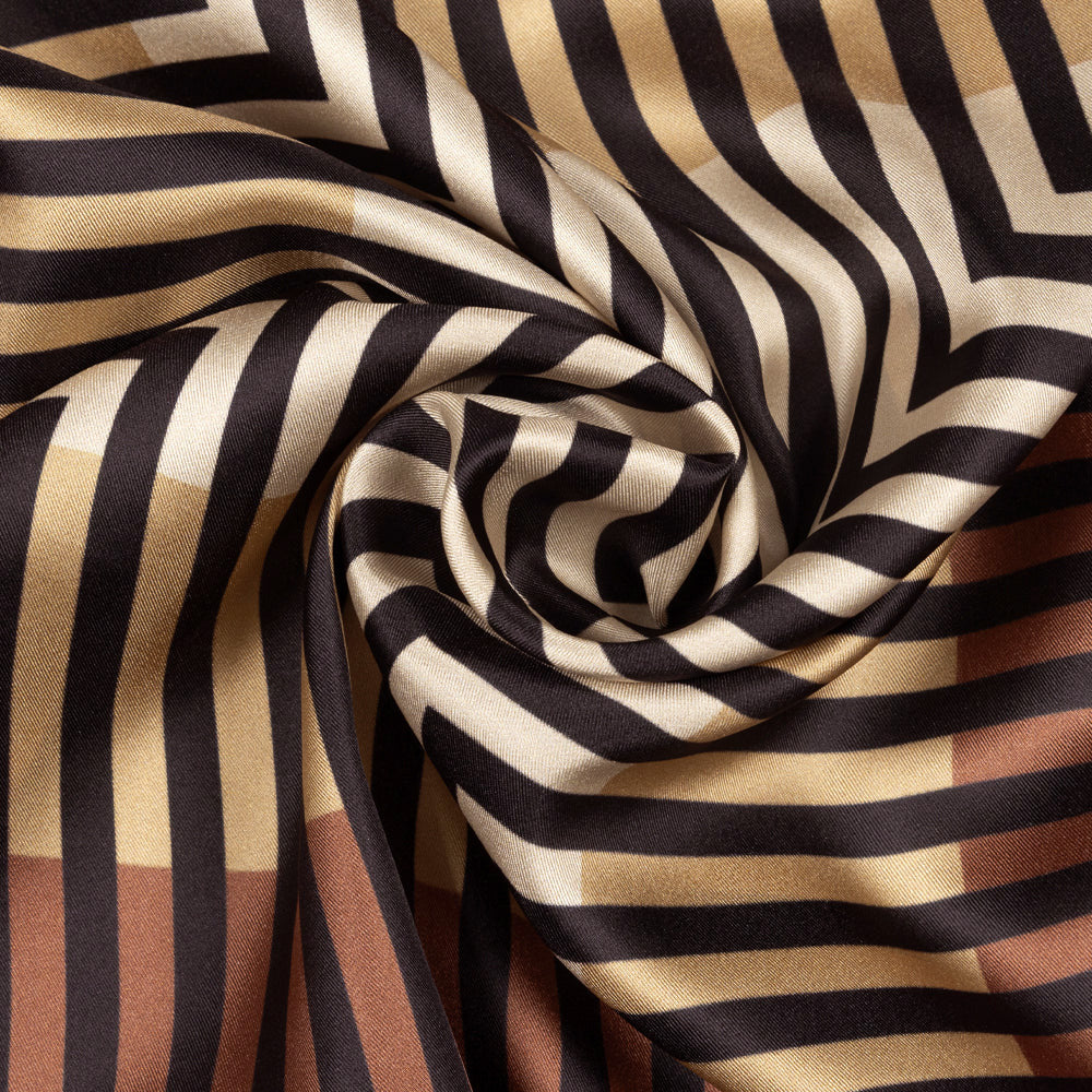 Concentric Stripes Silk Square in brown