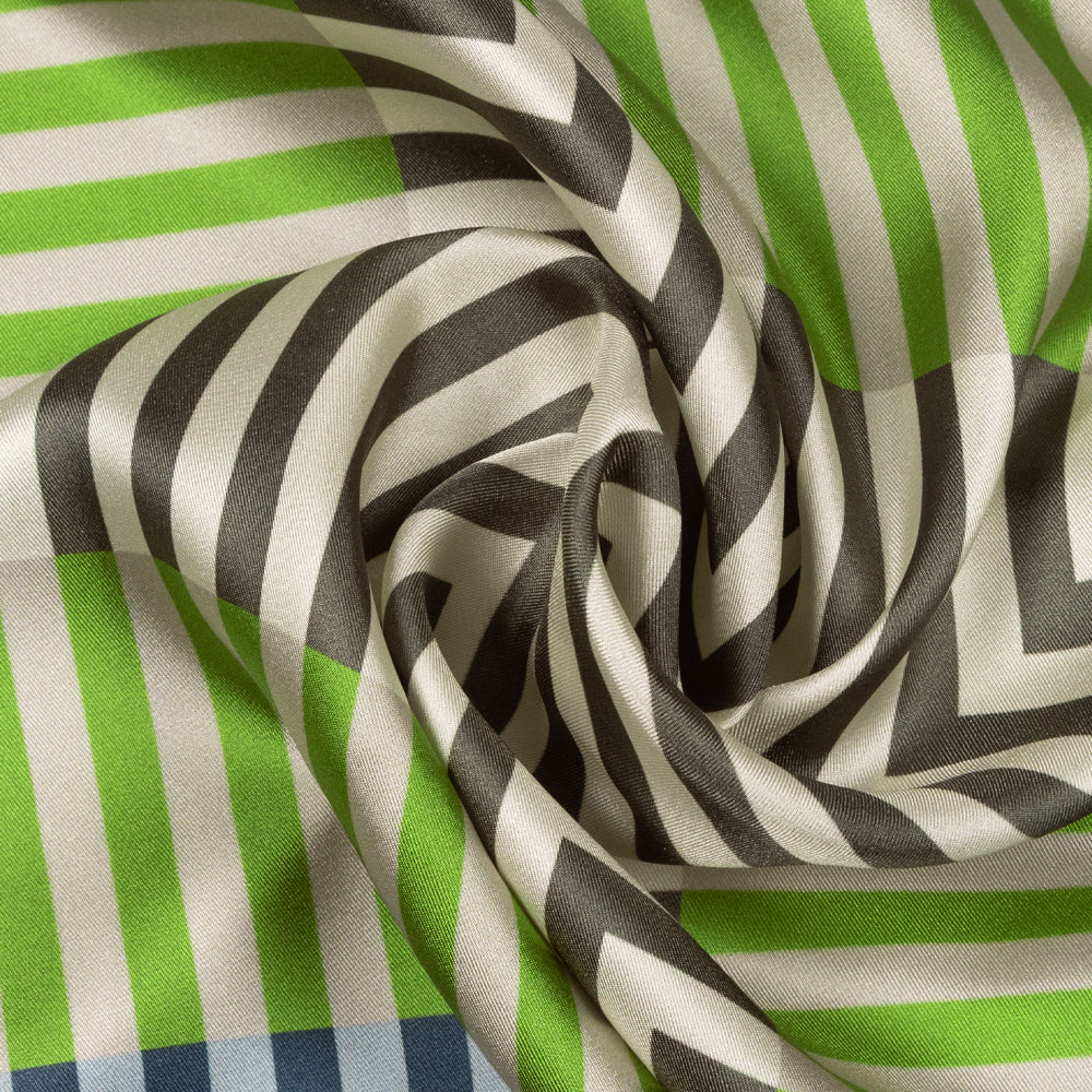 Concentric Stripes Silk Square Scarf in Olive