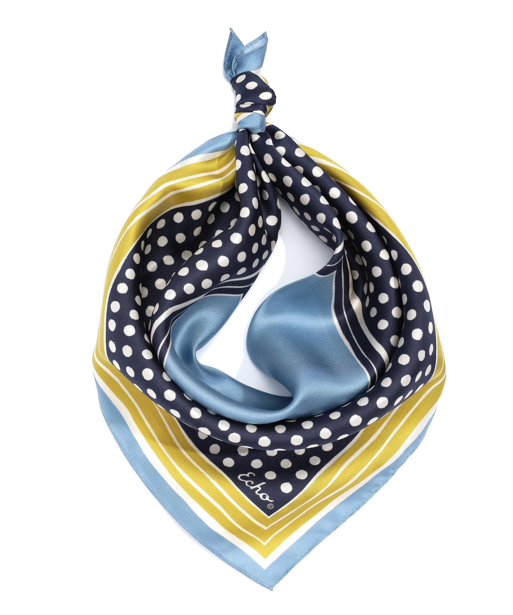 Dotty Silk Bandana in Navy