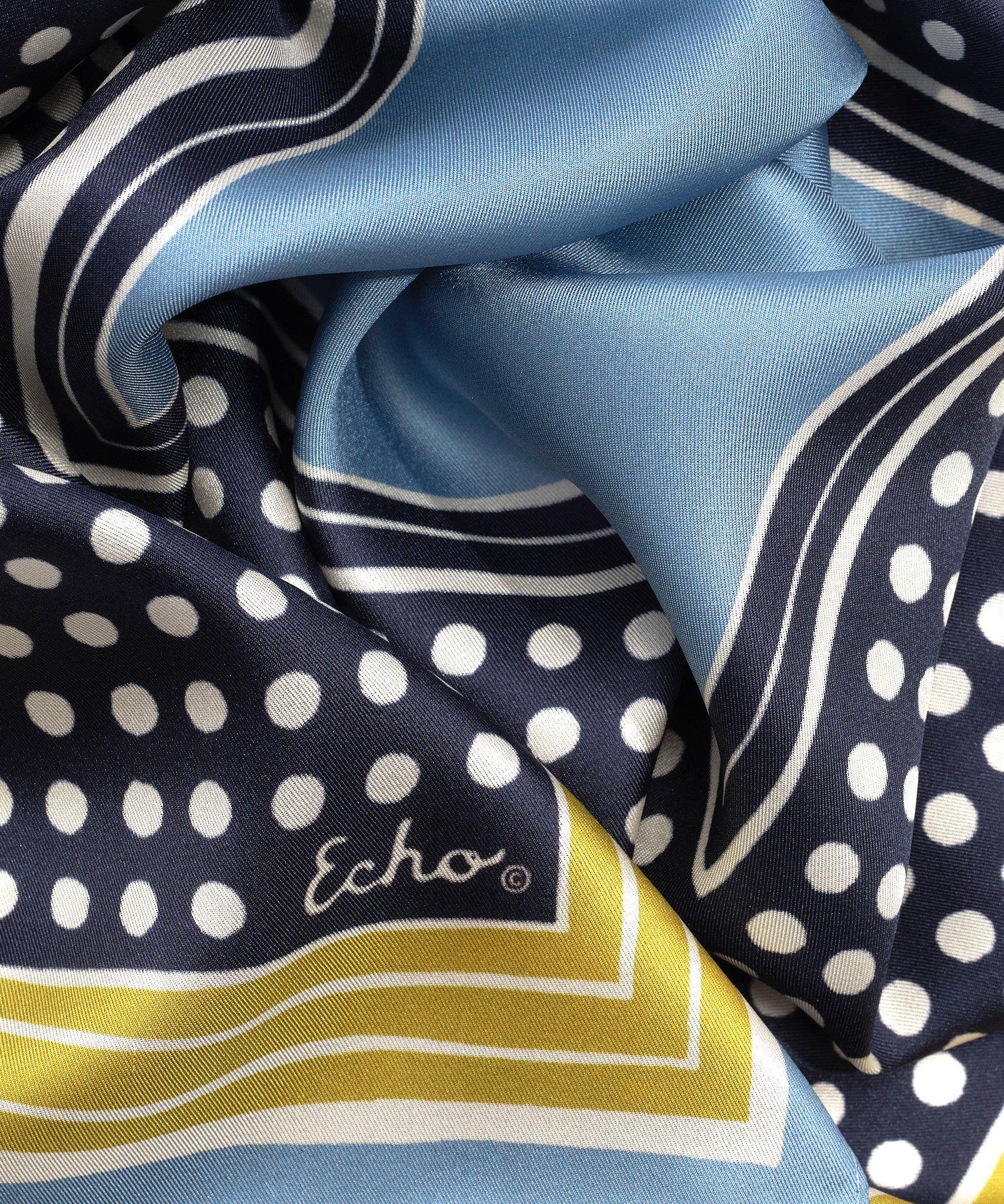 Dotty Silk Bandana in Navy