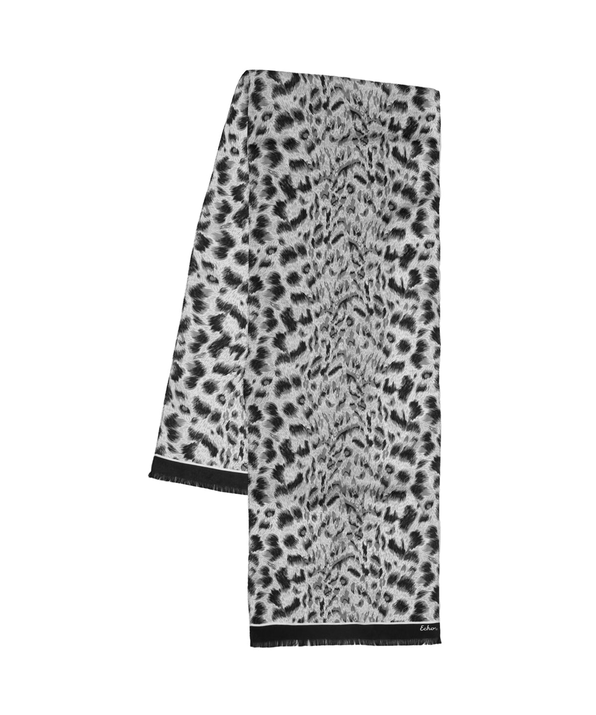 Leopard Silk Scarf in Silver