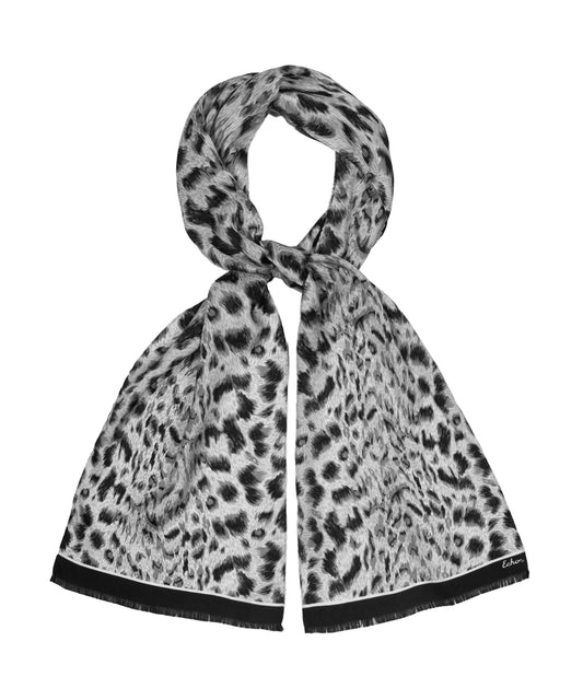 Leopard Silk Scarf in Silver
