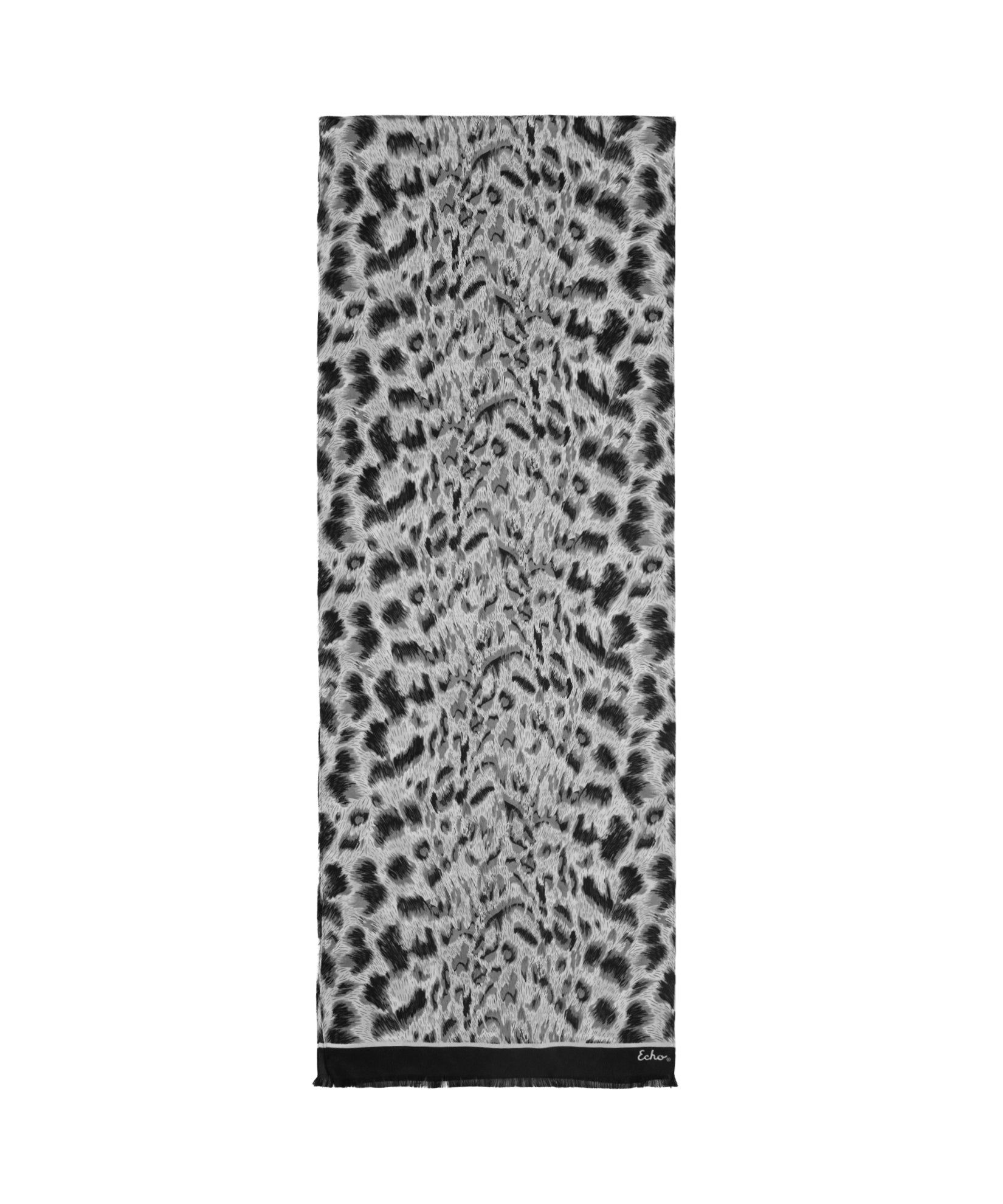 Leopard Silk Scarf in Silver