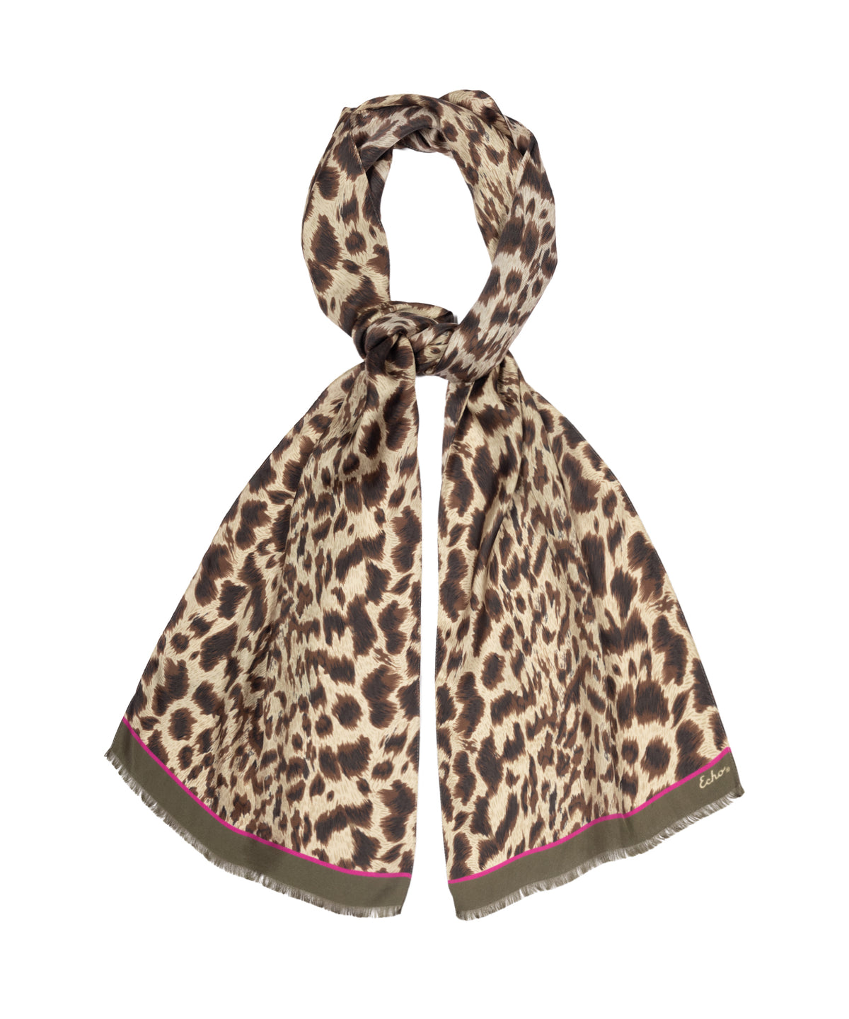 Leopard Silk Scarf in Brown