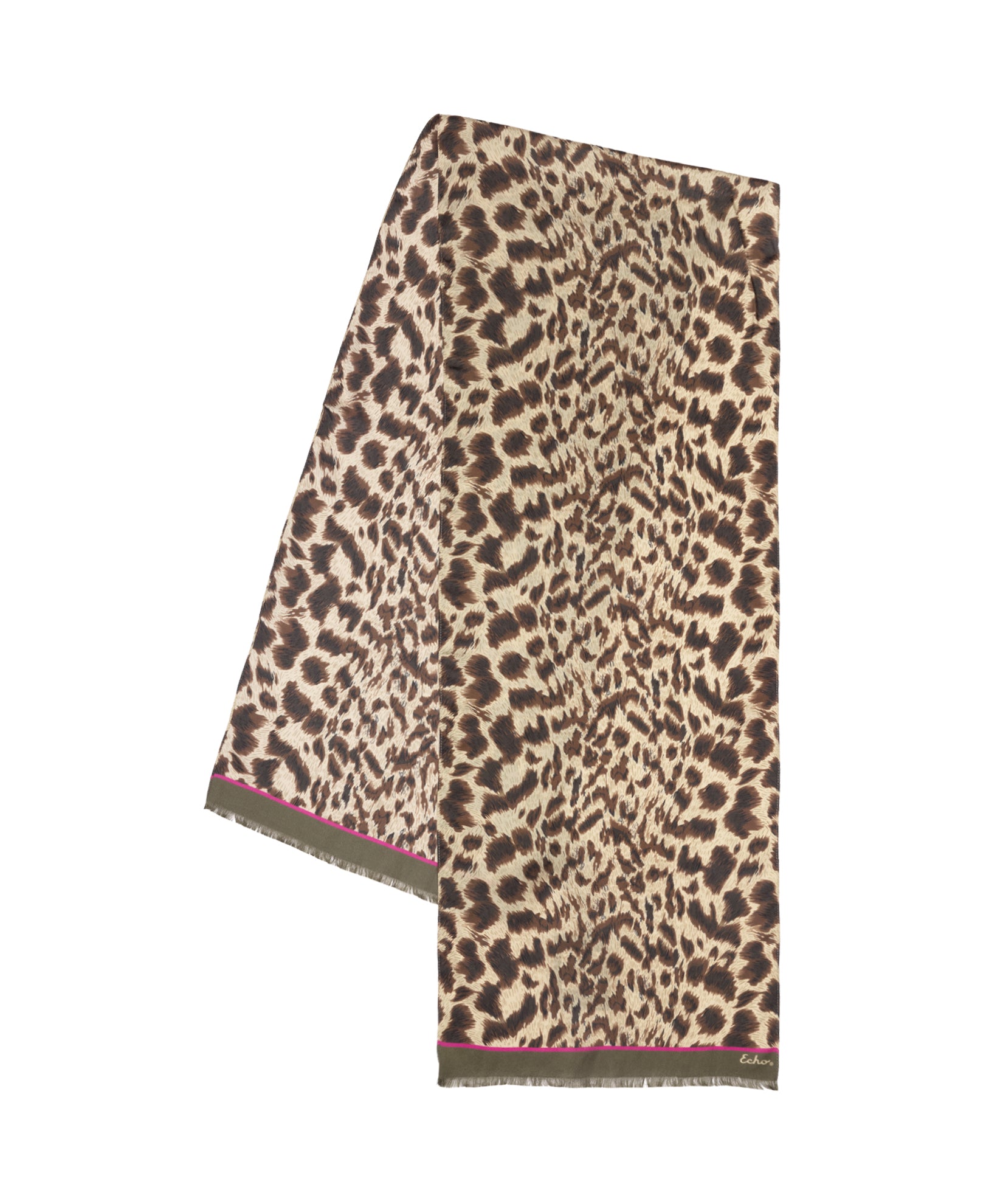Leopard Silk Scarf in Brown