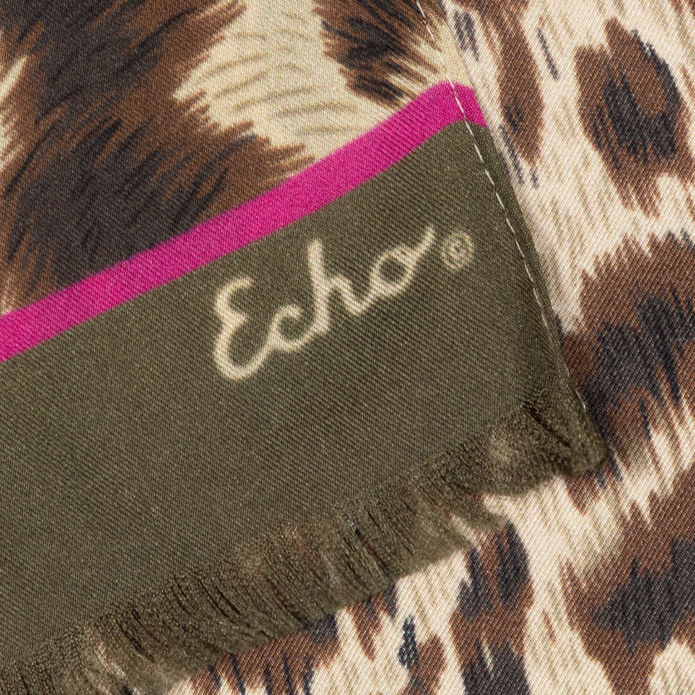 Leopard Silk Scarf in Brown