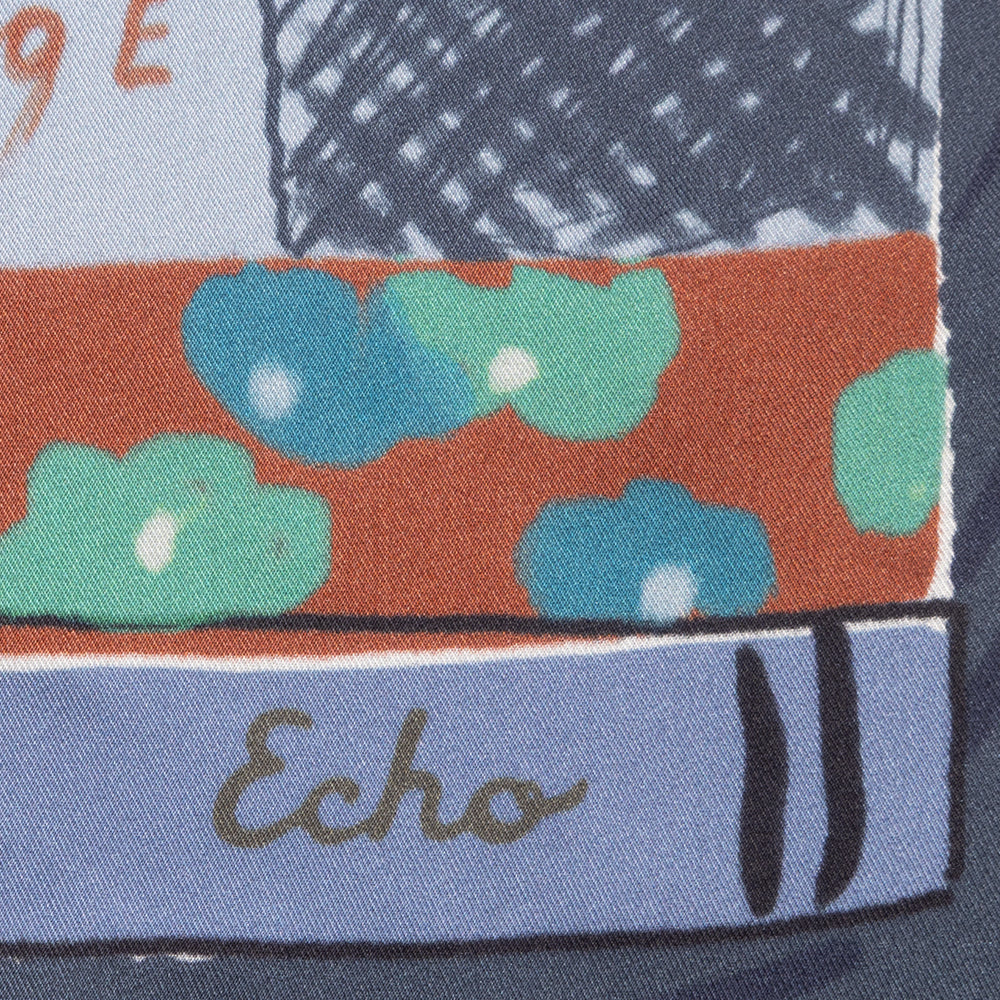 Bookshelf Silk Square Scarf in blue