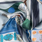 Bookshelf Silk Square Scarf in blue