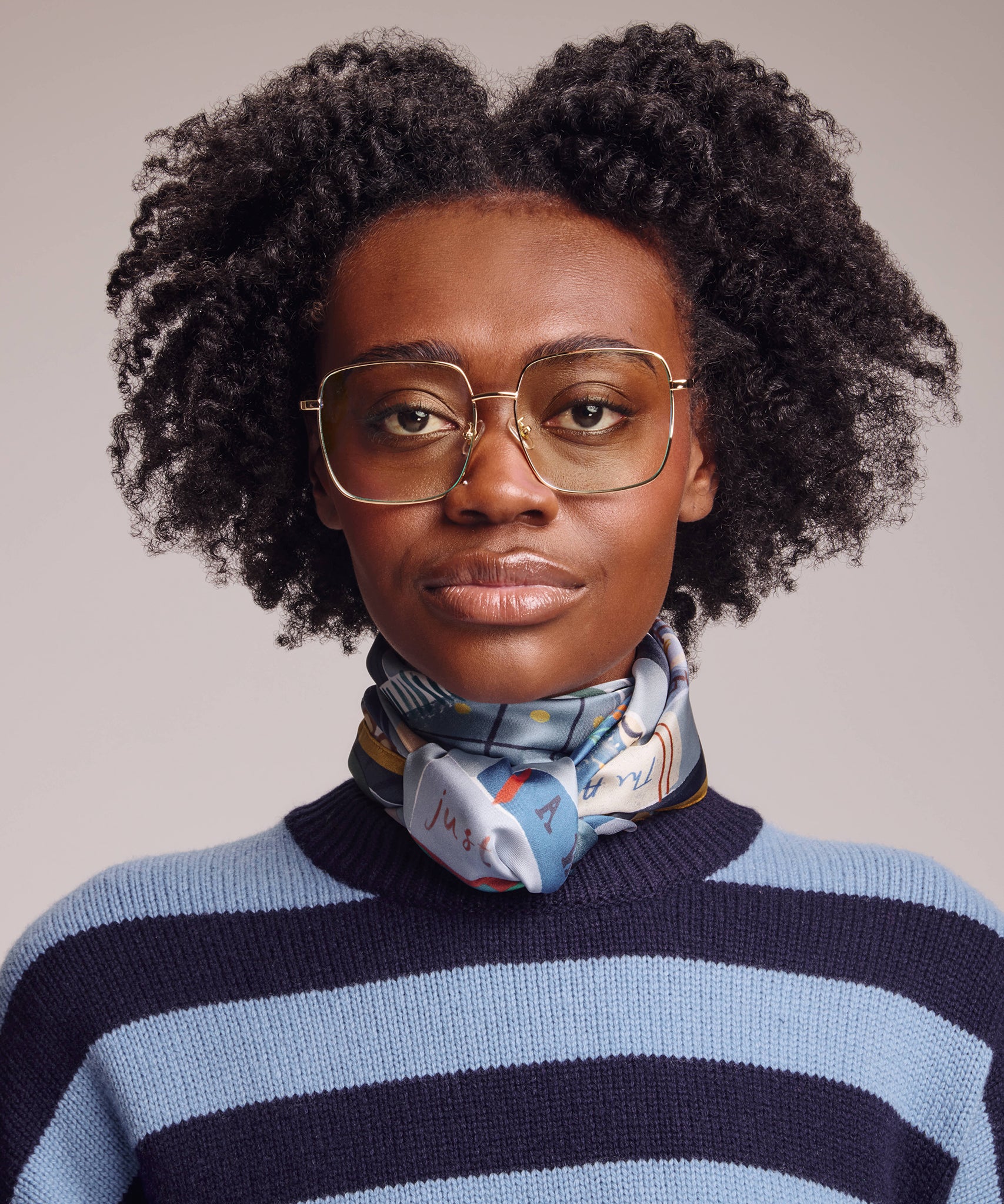 Bookshelf Silk Square Scarf in blue