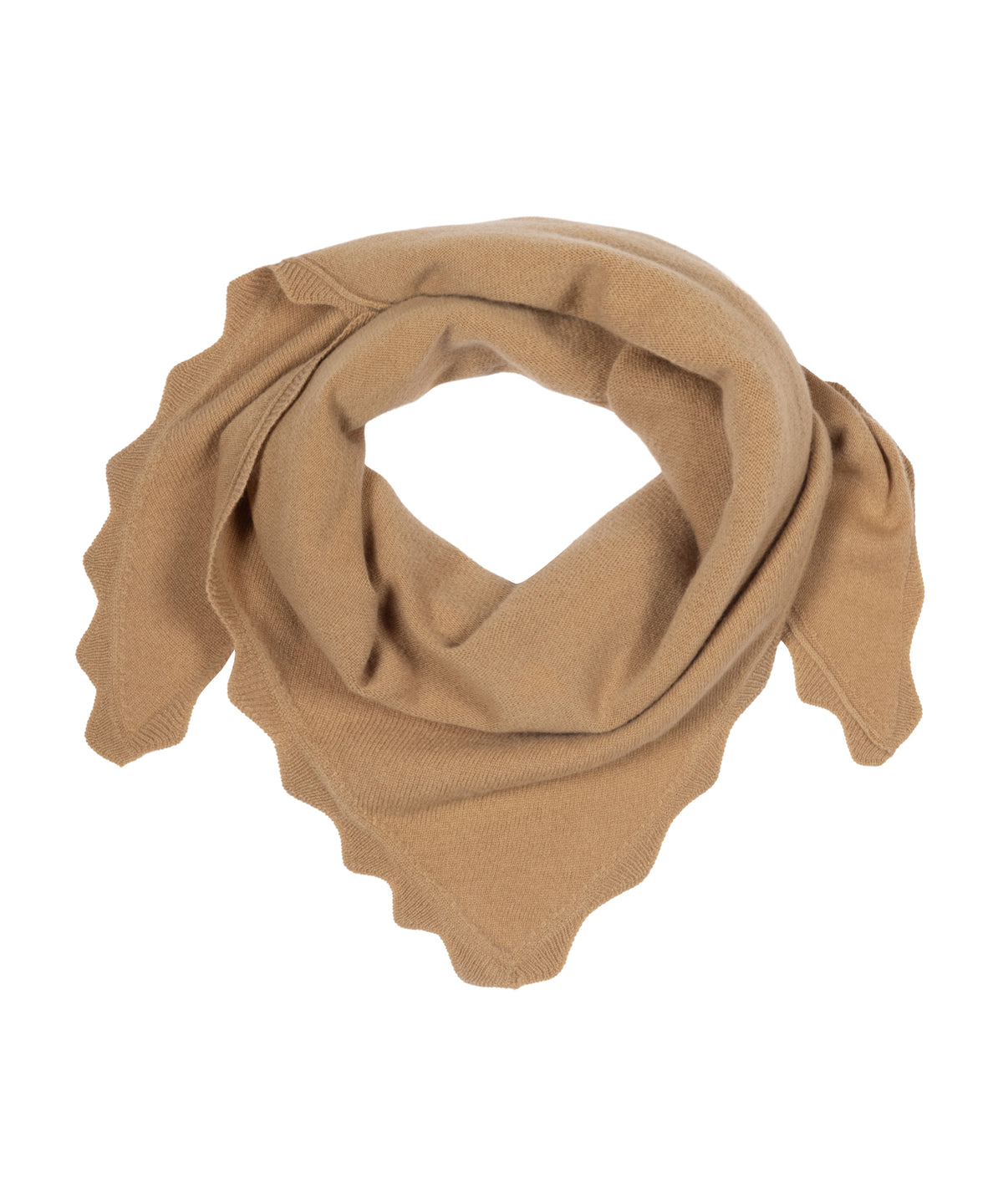 Scalloped Knit Triangle in beige