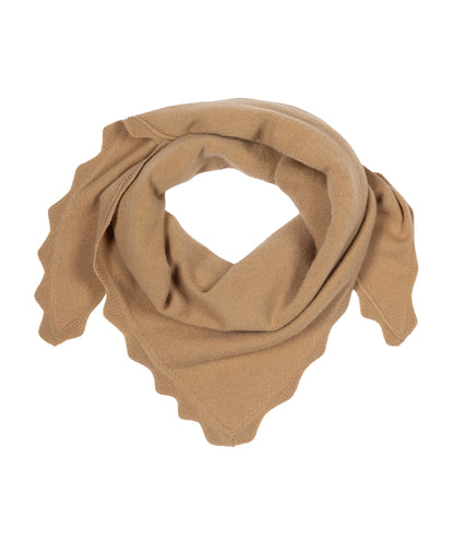 Scalloped Knit Triangle in beige