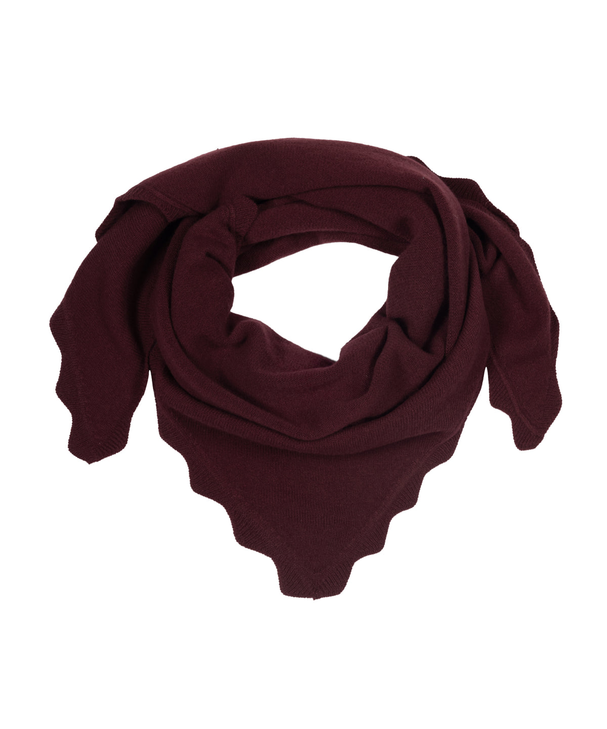 Scalloped Knit Triangle in wine color