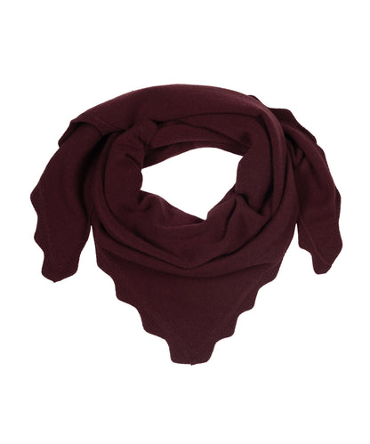 Scalloped Knit Triangle in wine color
