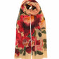 Beige Painterly Floral Wrap with red flowers 