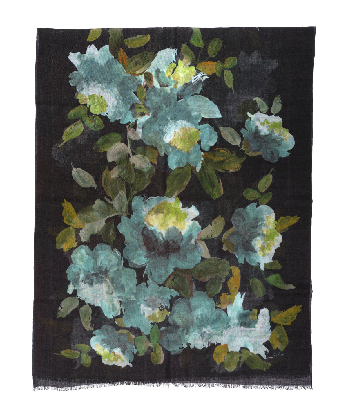 Blue Painterly Floral Wrap