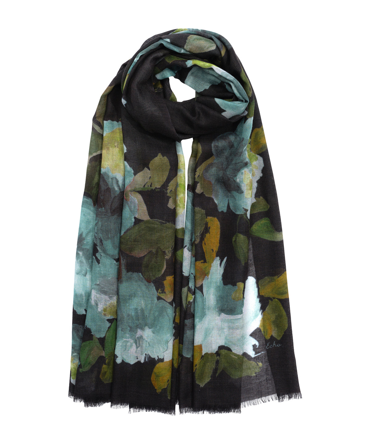 Blue Painterly Floral Wrap