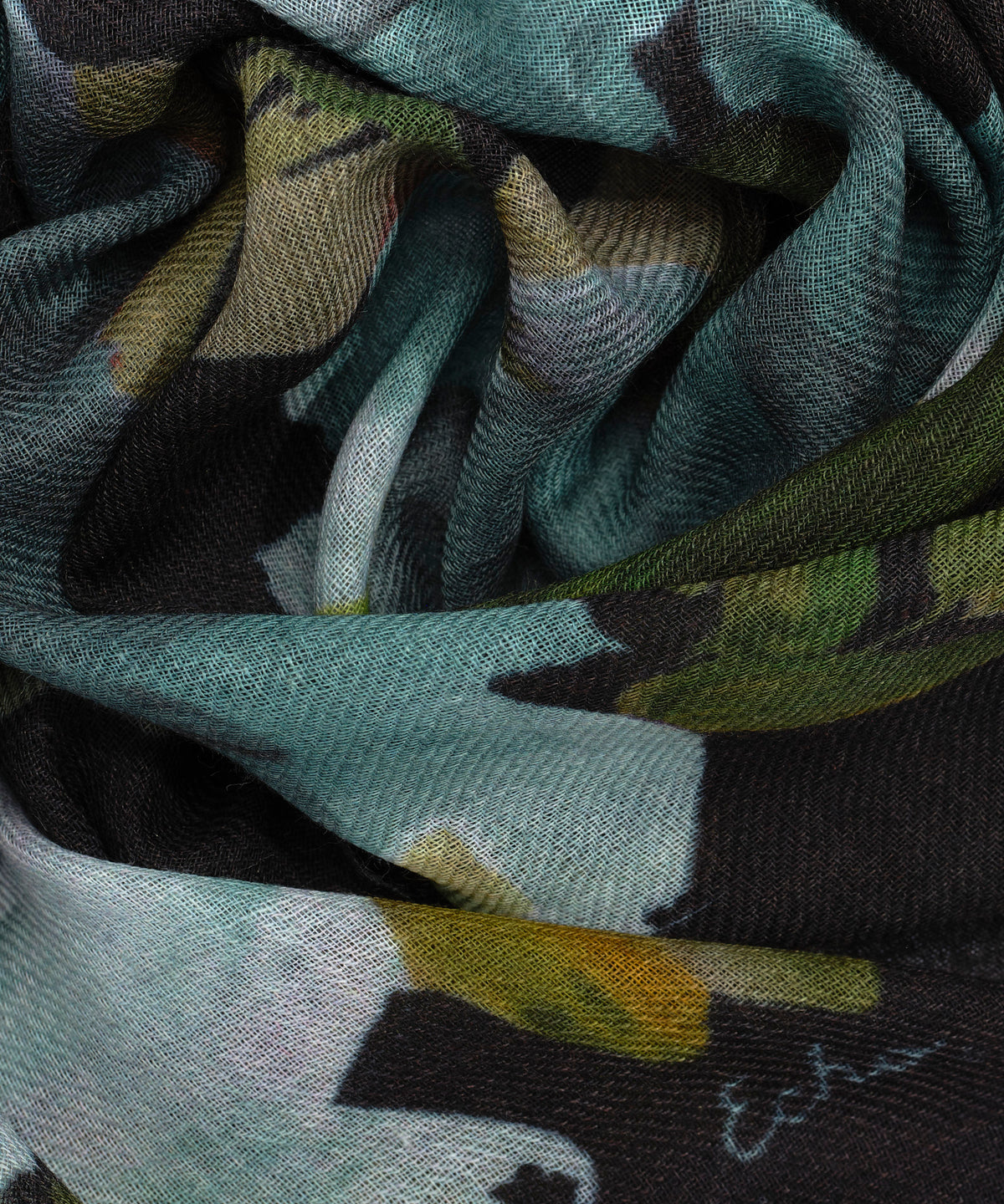 Blue Painterly Floral Wrap