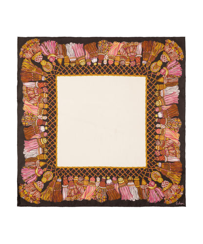 Silk Tassel Menagerie Bandana in chocolate