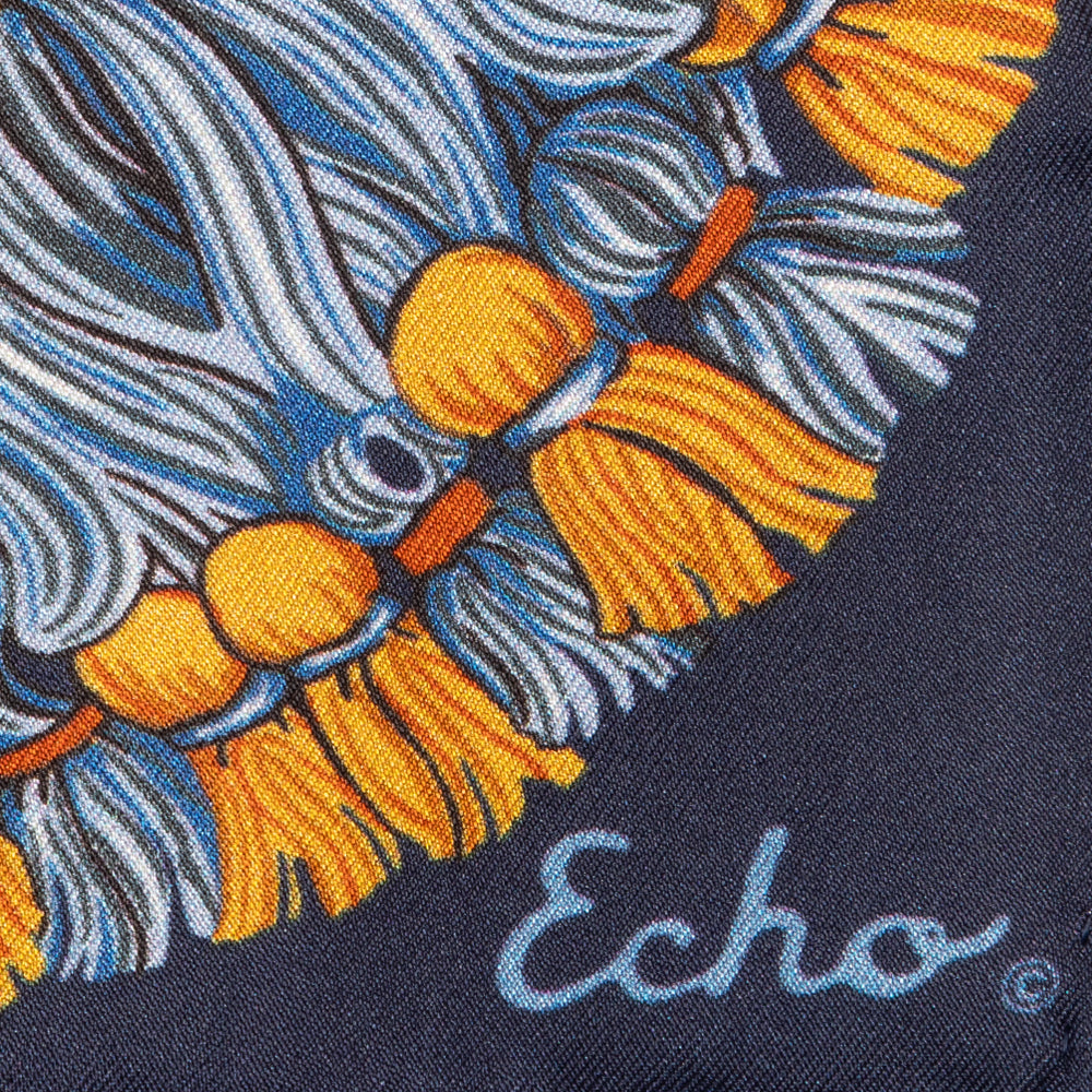 Silk Tassel Menagerie Bandana in blue