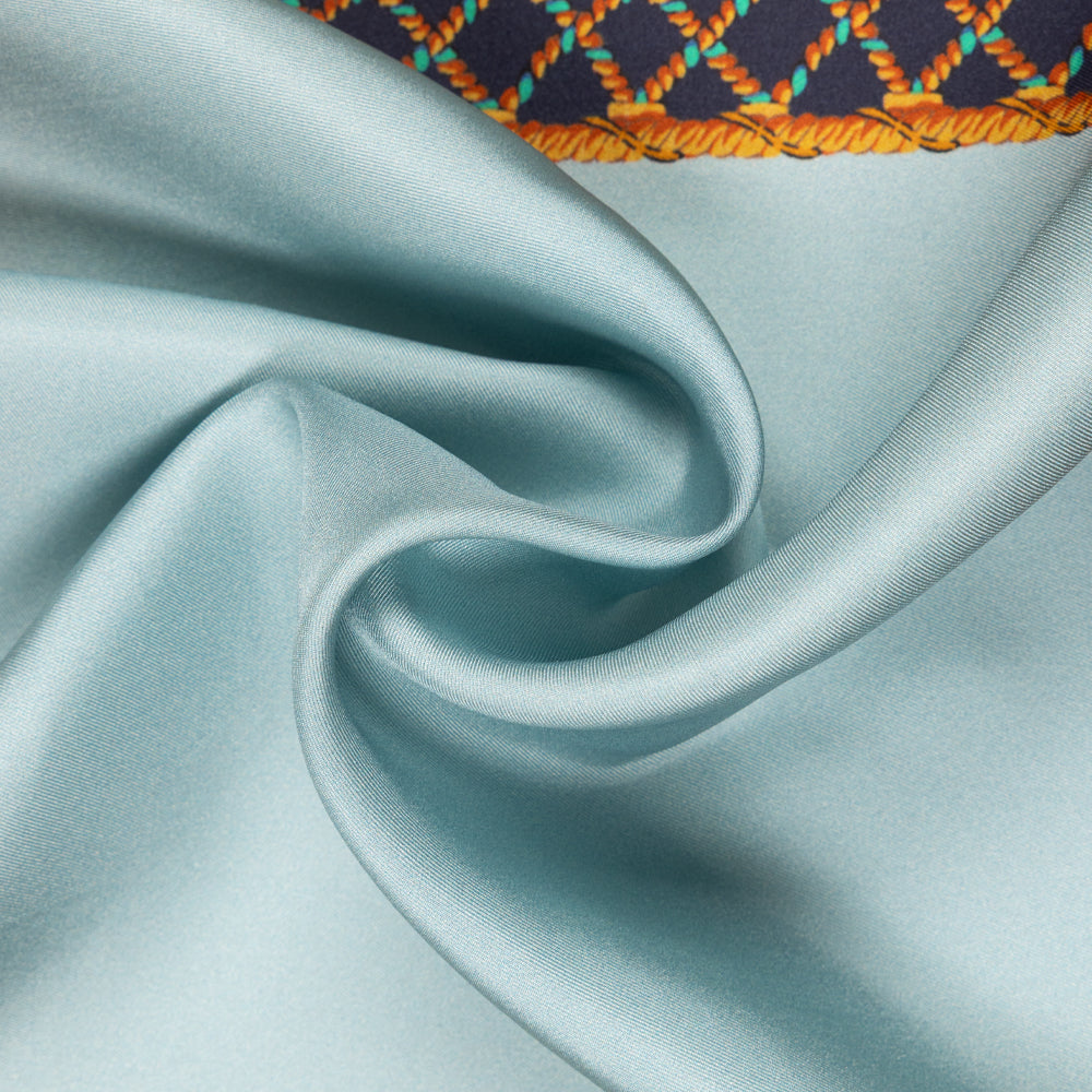 Silk Tassel Menagerie Bandana in blue