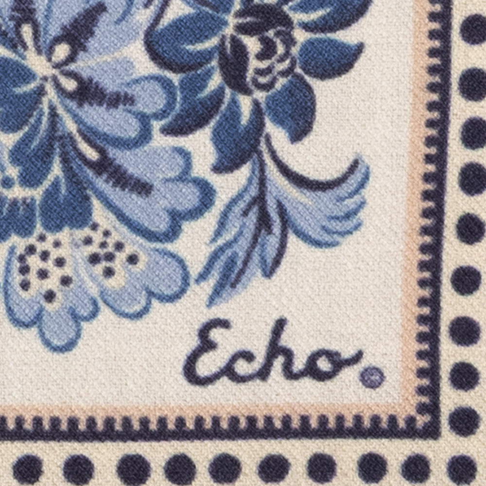 Floral wool and silk Bandana in blue
