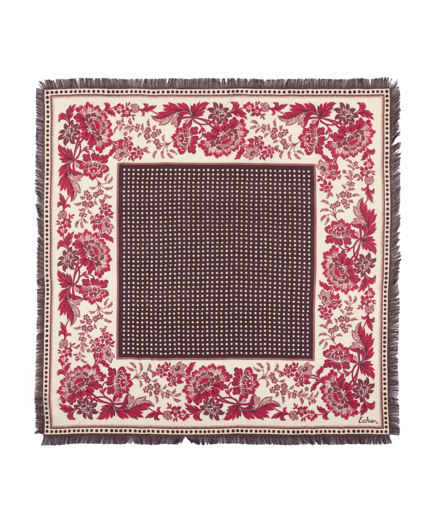 Floral wool and silk Bandana in red