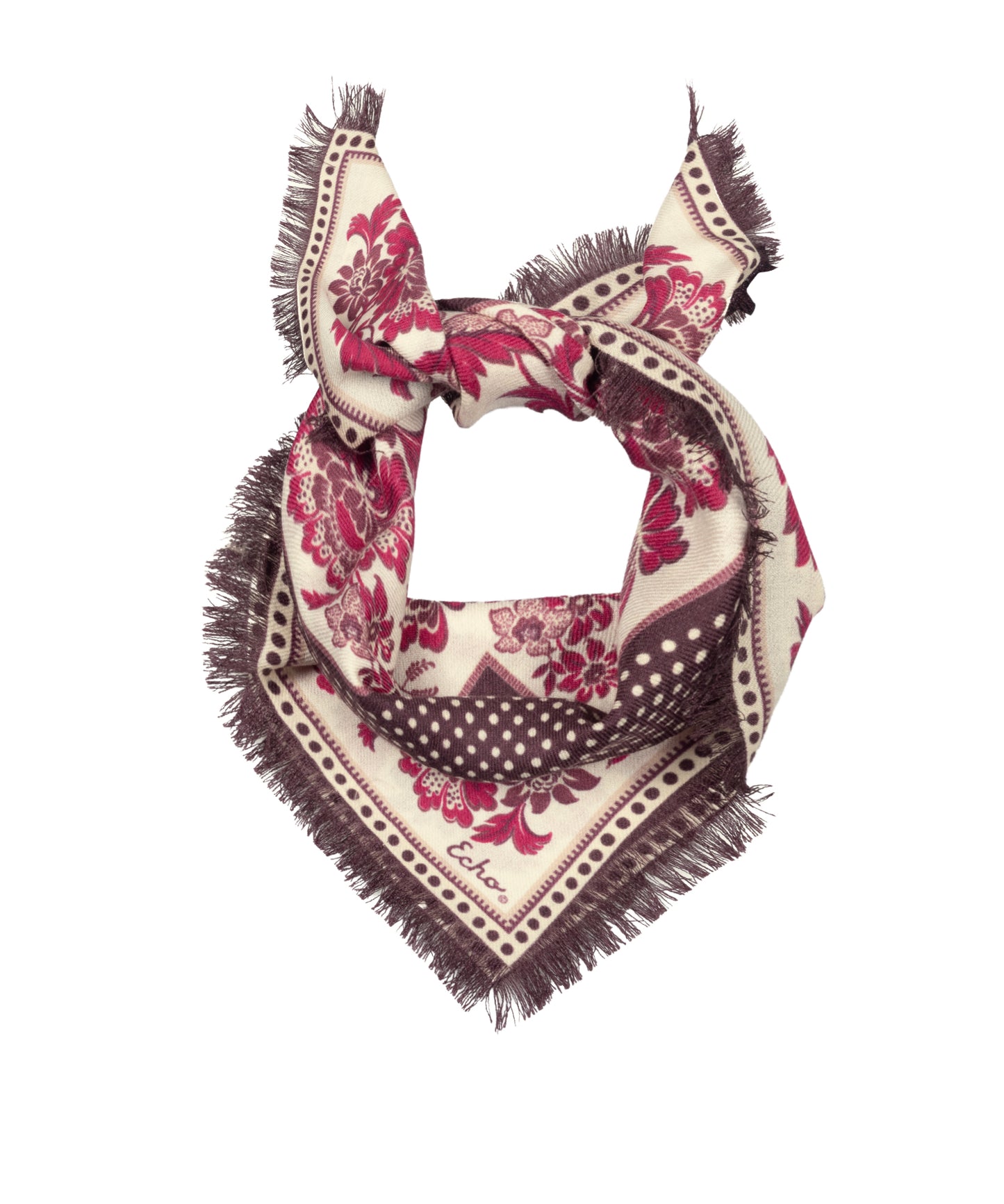 Floral wool and silk Bandana in red