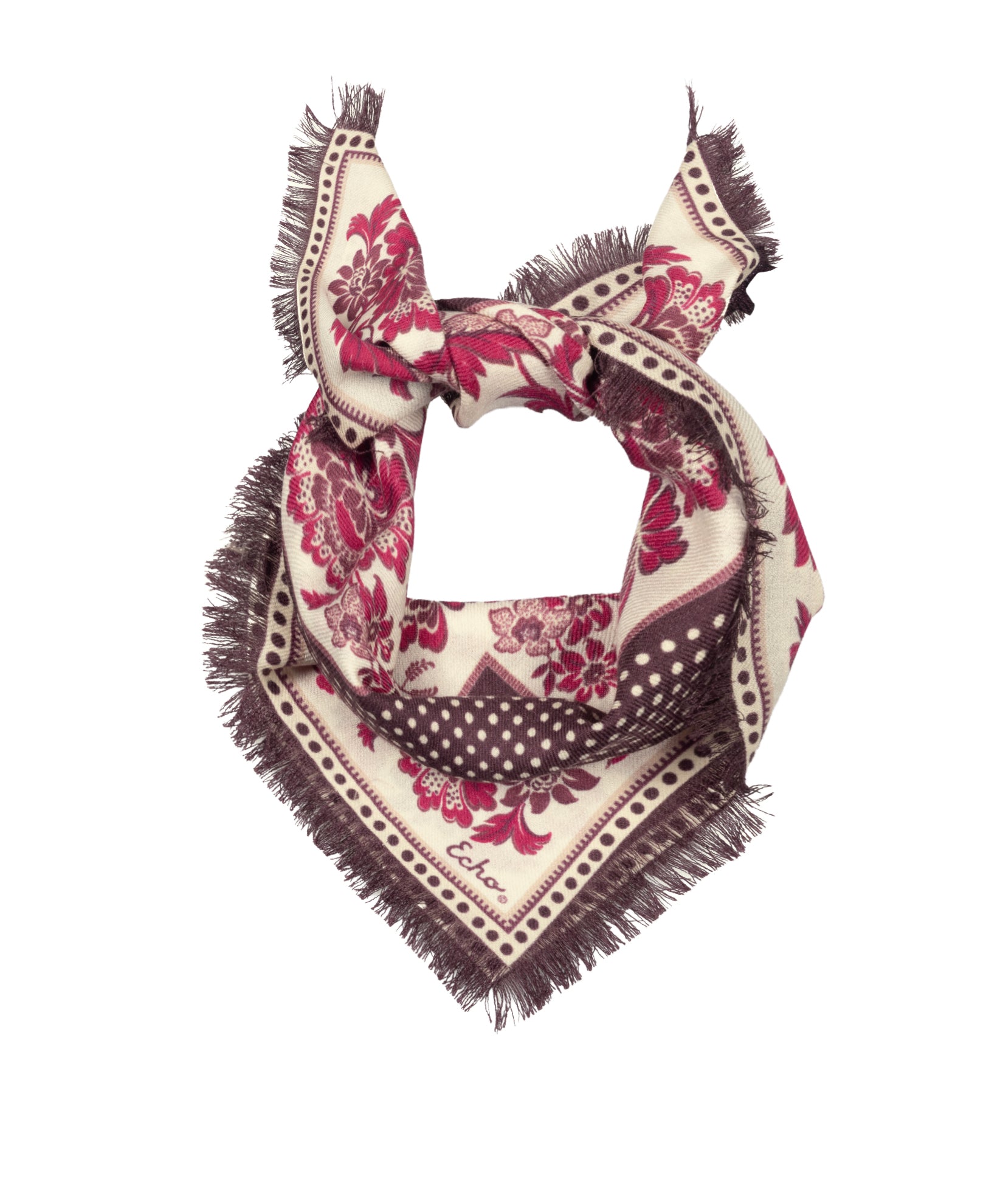 Floral wool and silk Bandana in red