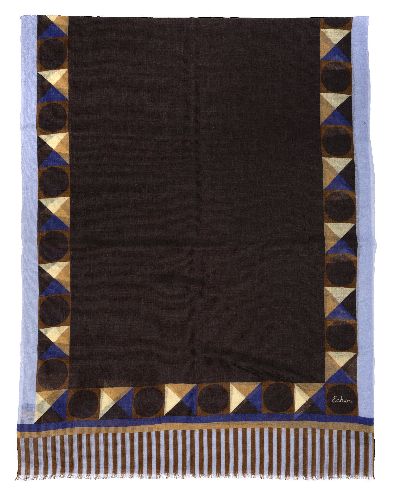 Wool Modernist Geo Wrap in black