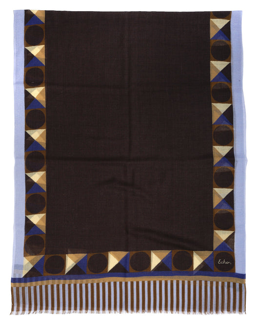 Wool Modernist Geo Wrap in black