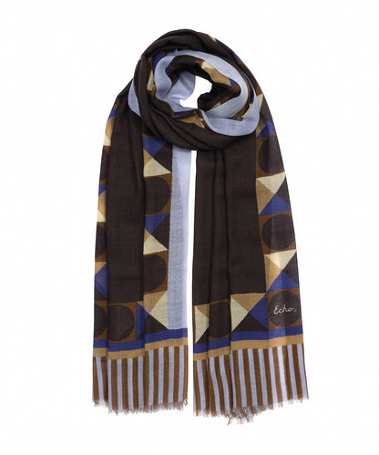 Wool Modernist Geo Wrap in black