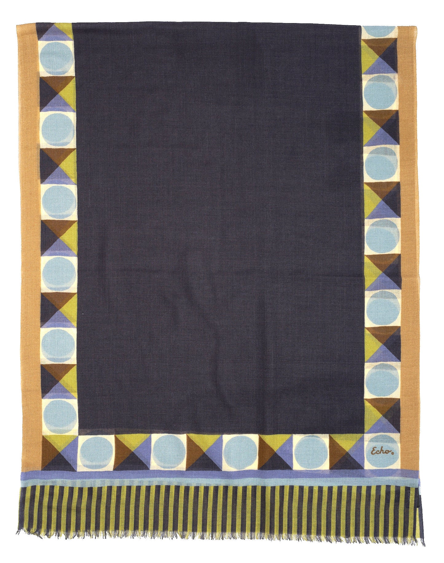 Wool Modernist Geo Wrap in navy