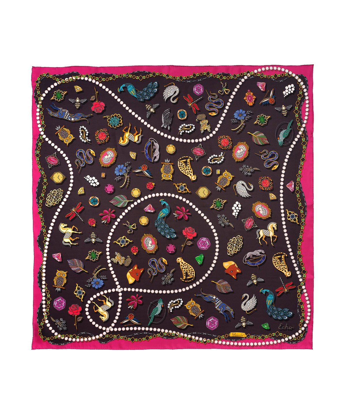 black bejeweled silk scarf