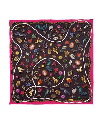 black bejeweled silk scarf