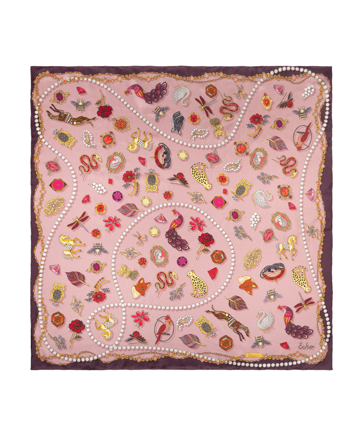 rose bejeweled silk scarf