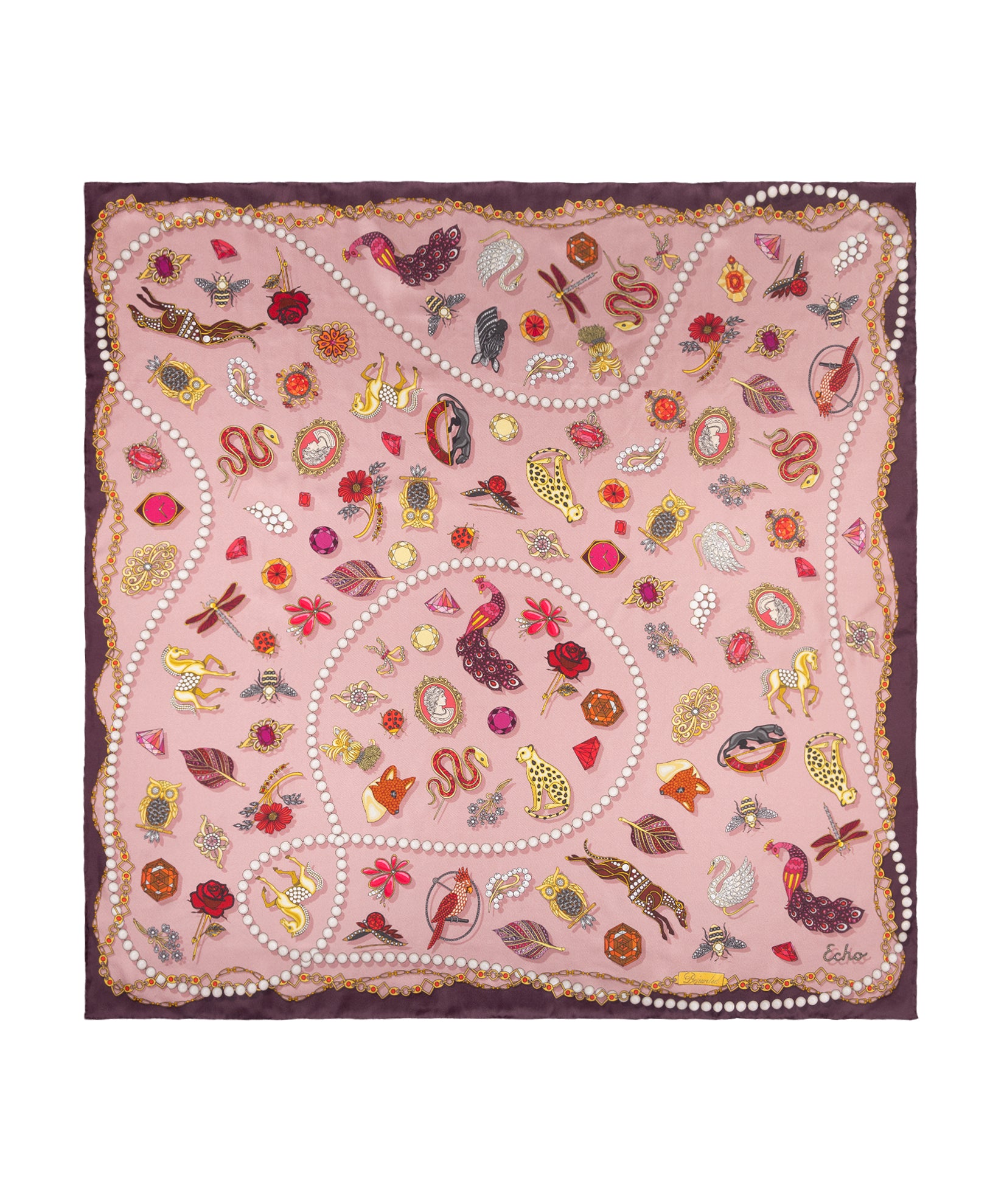rose bejeweled silk scarf