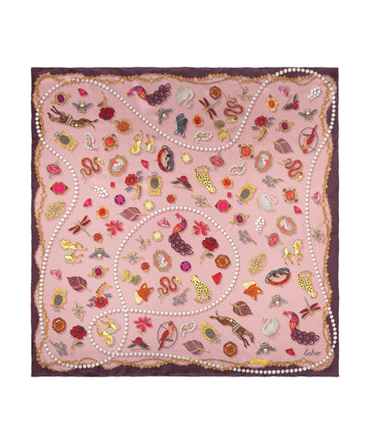 rose bejeweled silk scarf