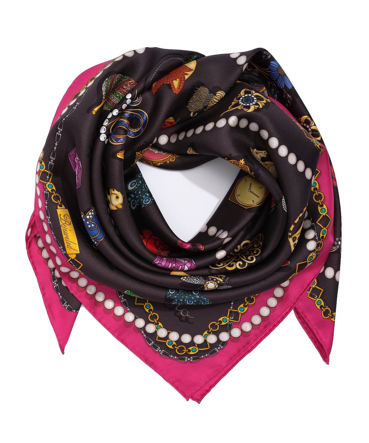 black bejeweled silk scarf