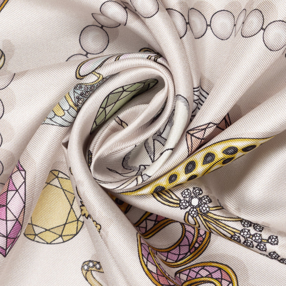cream bejeweled silk scarf
