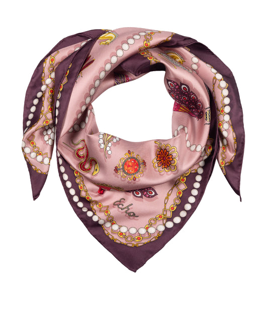 rose bejeweled silk scarf