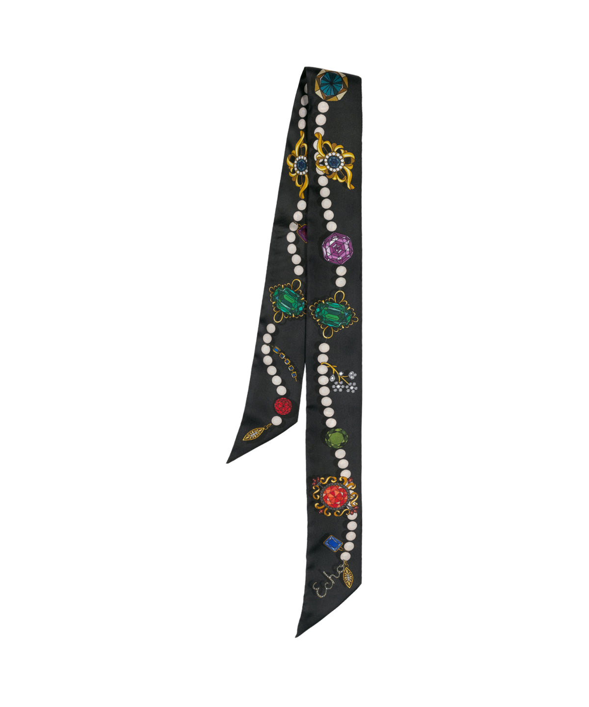 Bejeweled black silk ribbon