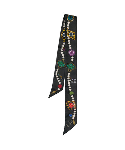 Bejeweled black silk ribbon