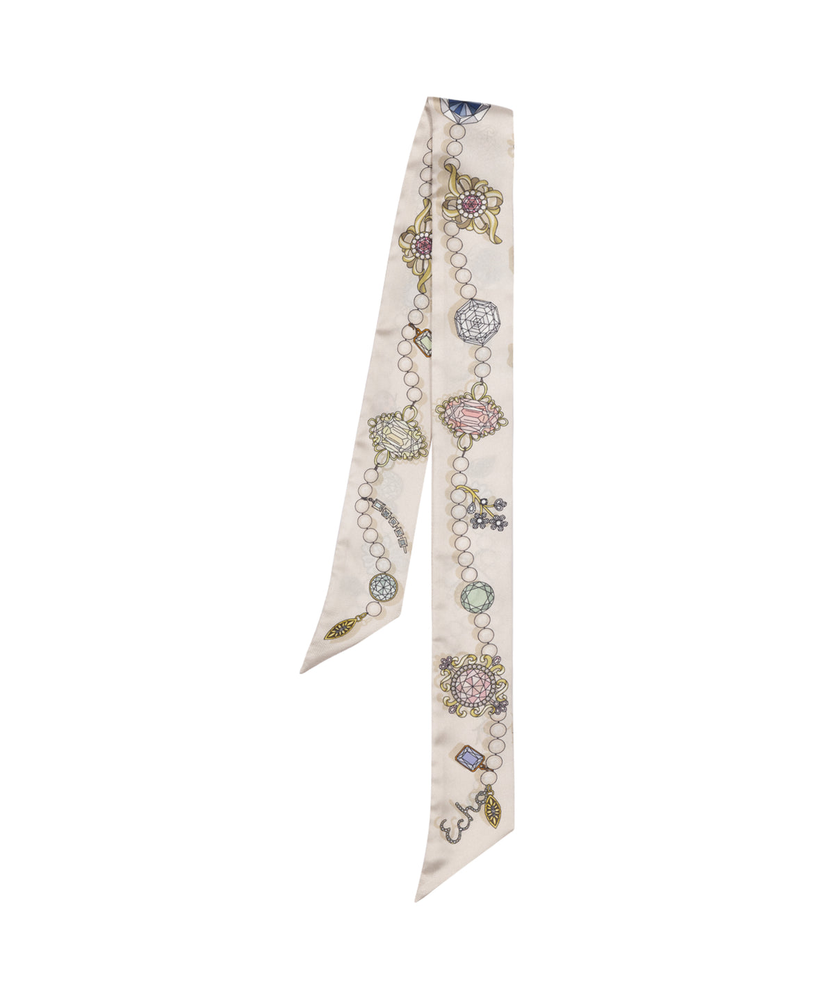 Bejeweled cream silk ribbon